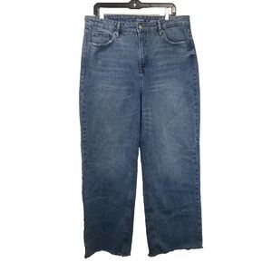 OLD NAVY Jeans Womens 14 Extra High Rise Wide Leg Dark Wash Raw hem 34/30